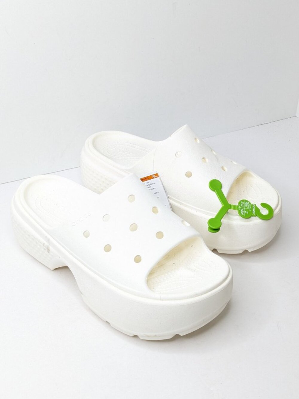 Crocs Stomp Slide Platform Sandals White Womens 11